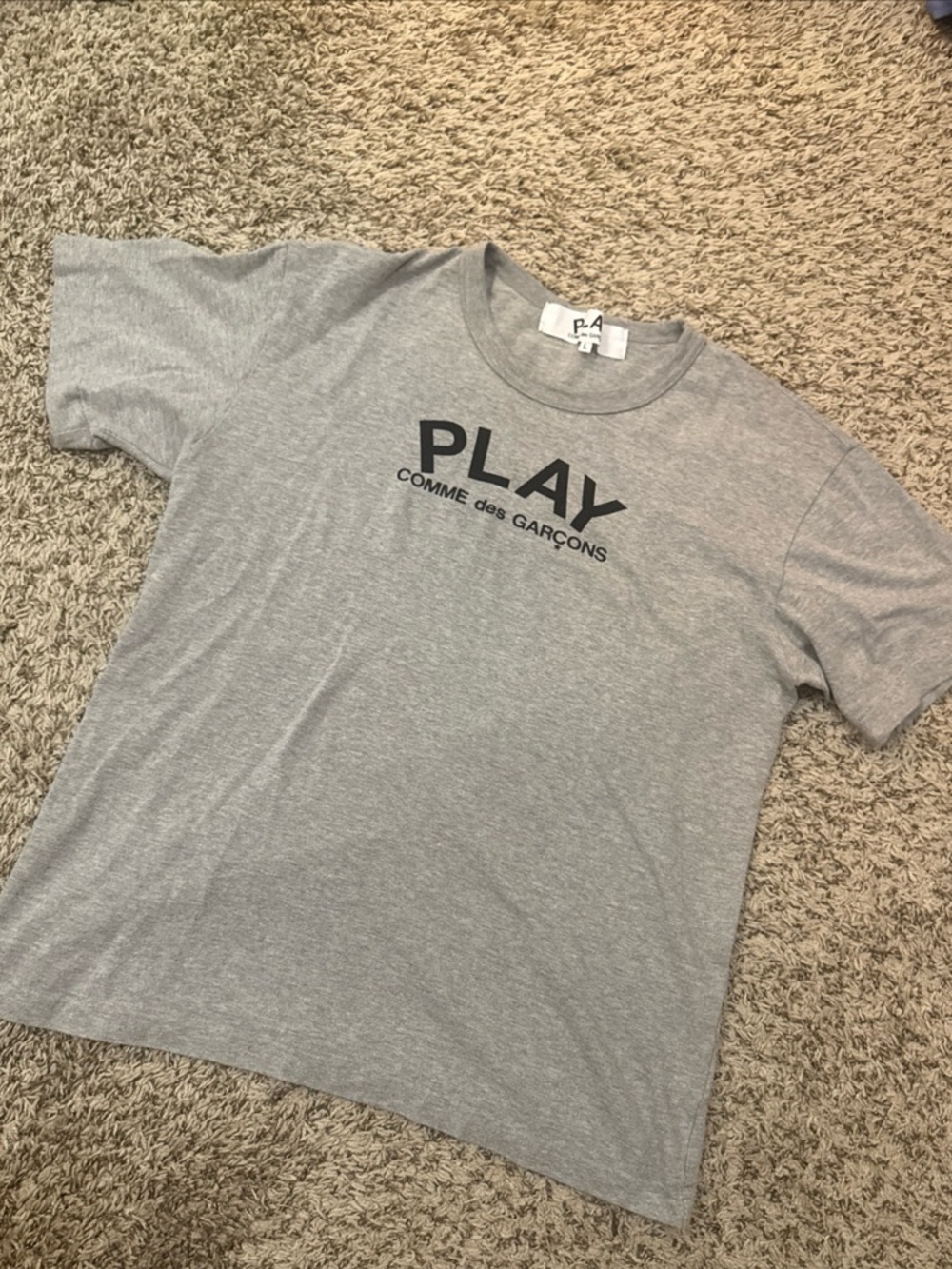 Comme des Garçons PLAY Heather Gray Logo T-Shirt Large Mens